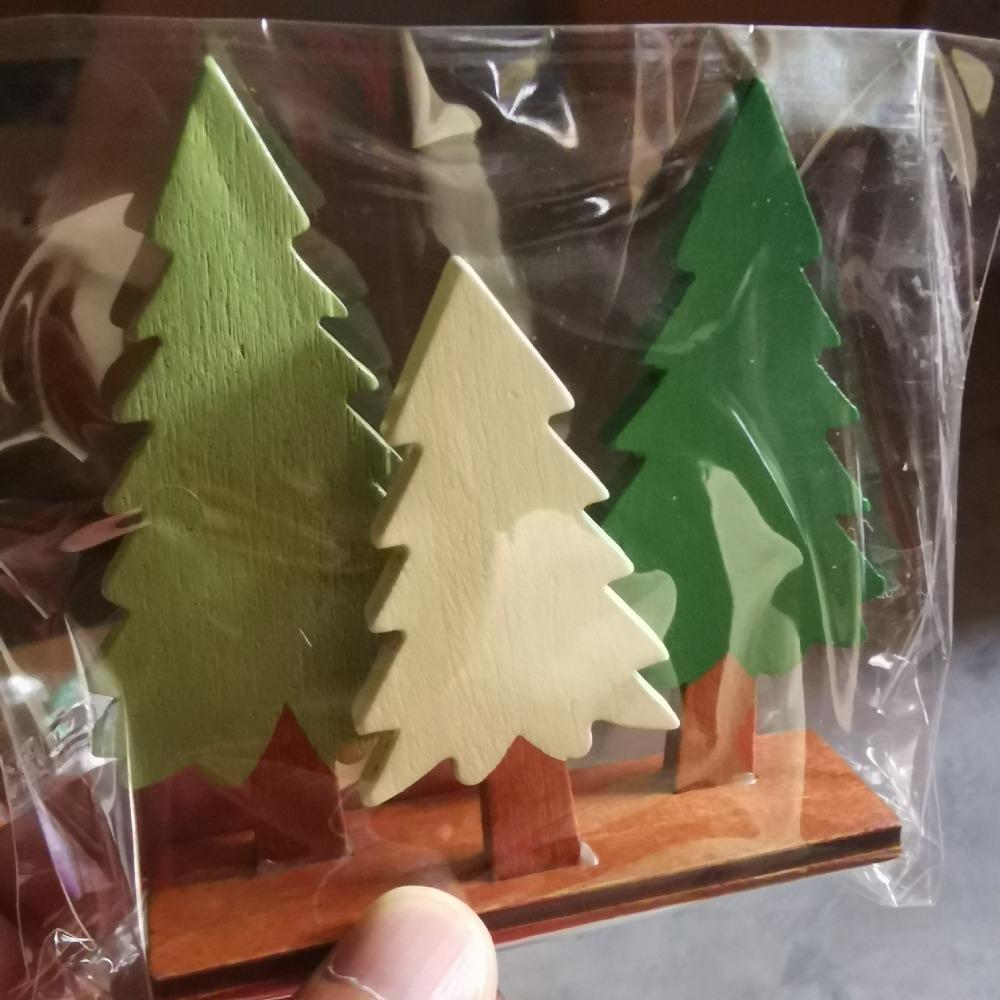 Pine Tree Table Ornament Wooden Shooting Props  New Years Party Gifts Supplies