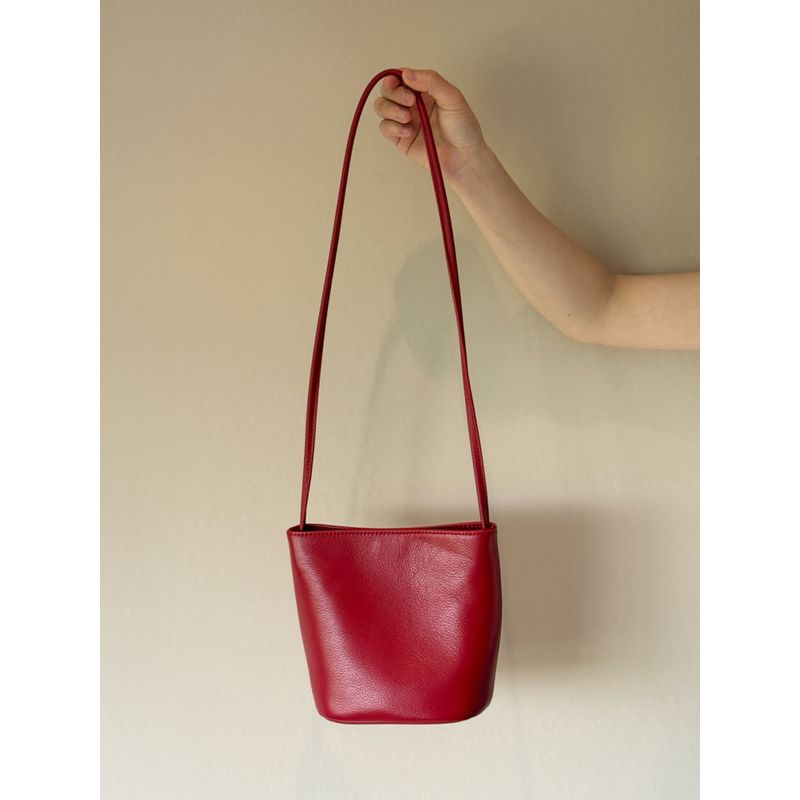 

My Cowhide Underarm Bucket Closed Toe Layer Women s Cow Leather Bag Shoulder Cross Body Bucket Bag Texture Niche Style Cowhide Bag Fashion Red