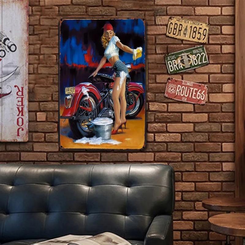 Vintage Tin Sign for Girls Room 30x20cm, Retro Metal Wall Art Decor