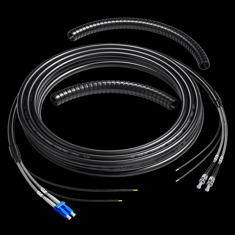 Outdoor Armored Single-Mode Duplex LC-ST Fiber Optic Patch Cable