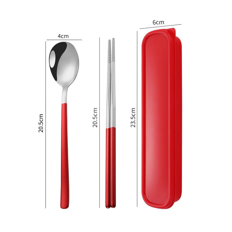 Three-Piece Japanese Stainless Steel Cutlery Set: Spoon, Fork, Chopsticks