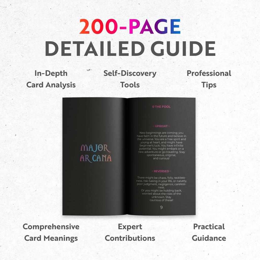 CRAFTERIAN Neon Tarot Tarot Tarot Cards for Beginners and Experts with Guidebook and Foil Divination Tool for All Skill Cards78 CardsOriginal