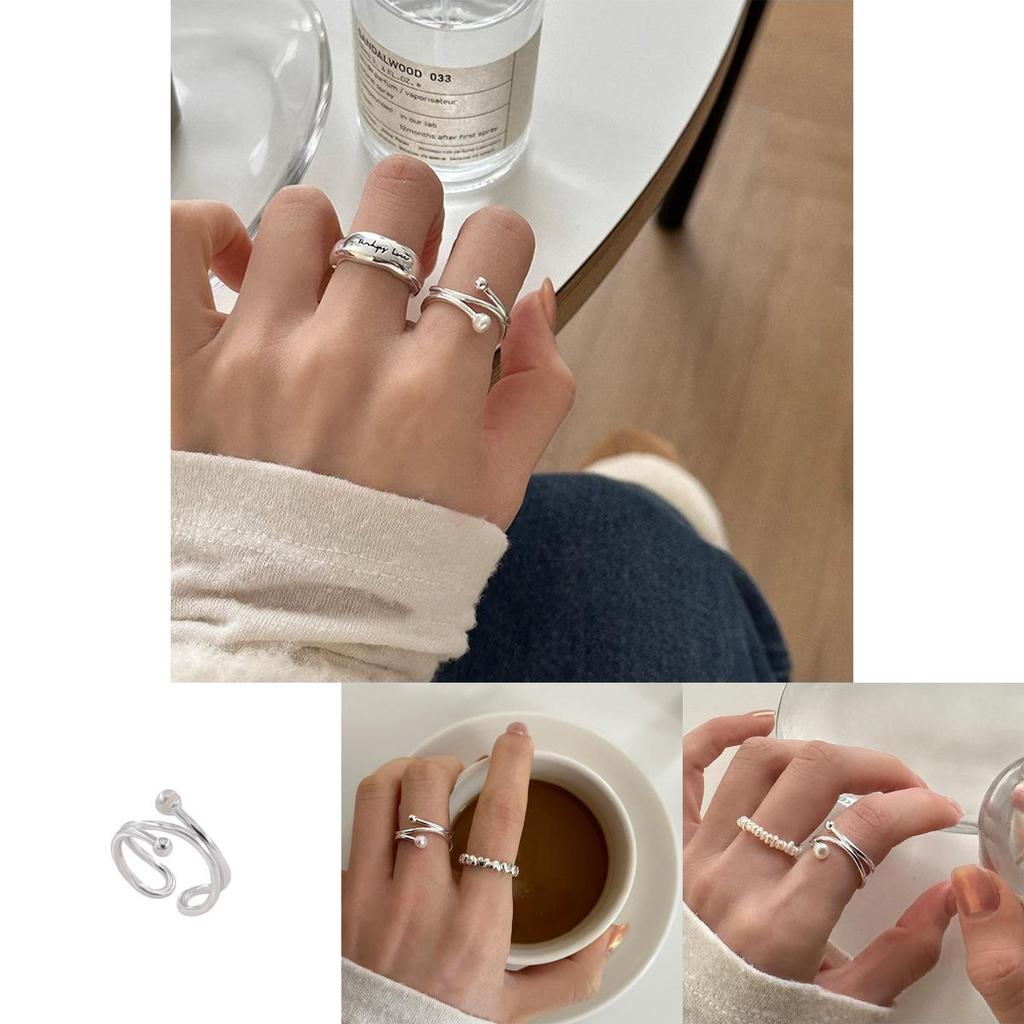 Chic High-end Design Geometric Pearl Ring For Women Stylish Adjustable Finger Jewelry