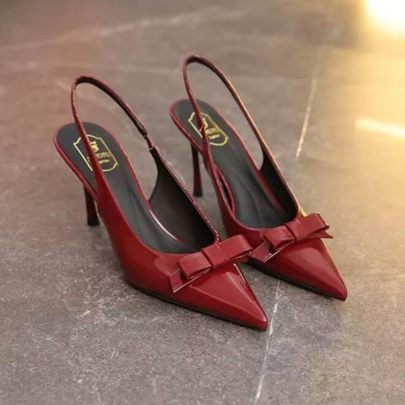 Summer Women's High Heels Sexy Pointe Toe Dress Sandals Bow Decoration Banquet Party Shoes for Women Pumps Zapatos Mujer