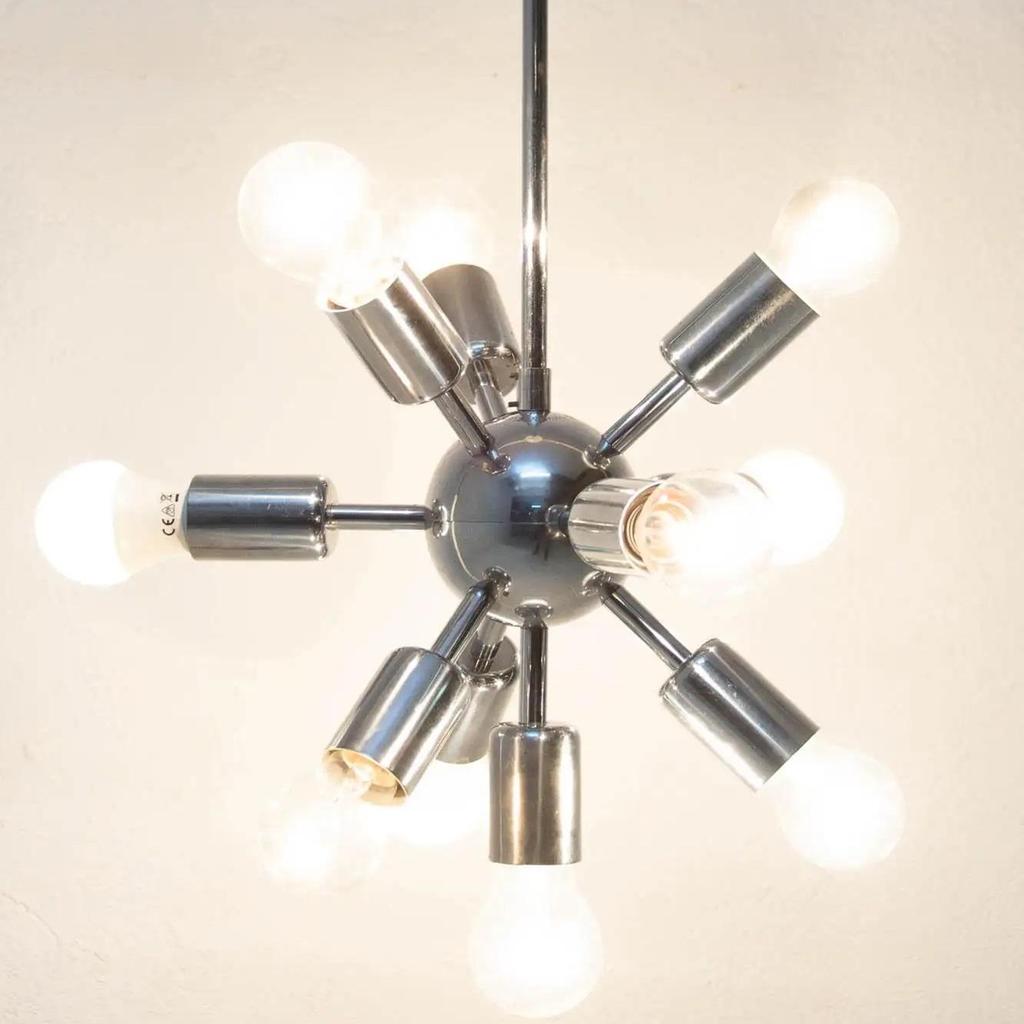 Midcentury Space Age Zehnarmiger Verchromter Kronleuchter Sputnik Kronleuchter Vintage Kunst Stilvolle Pendelleuchte