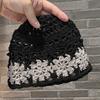 Black and white contrasting colors hand-crocheted hollow headgear girls spring breathable retro fashion face small pullover hat