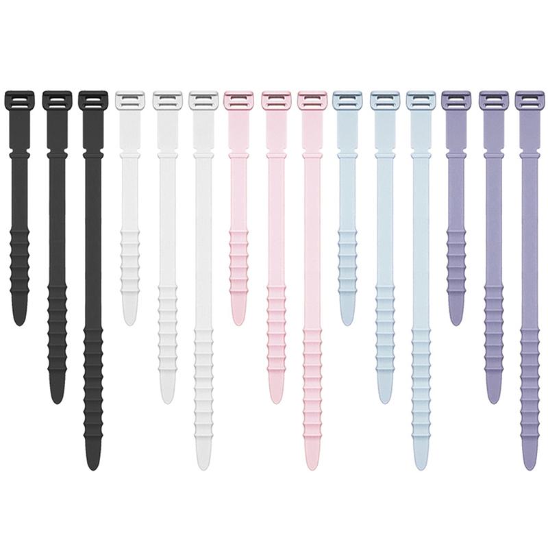 5 Pcs Cable Ties Wire Organizer Straps Multipurpose Reusable Silicone Computer Fastener Home Office For Earphone Elastic
