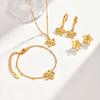 Fashion Flower Bracelet for Women,Gold Plated Stainless Steel Chain Bracelets,Set Charms Jewelry Accessories Gift