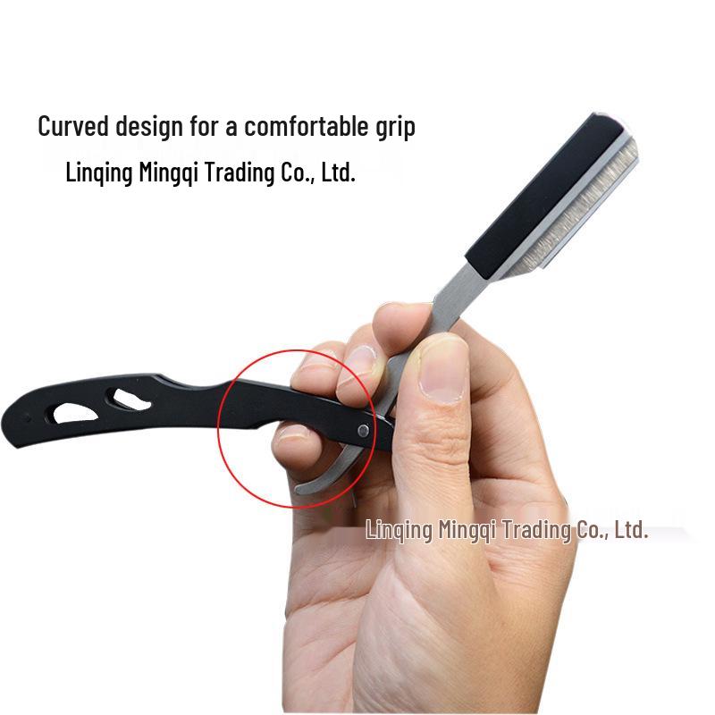 All-Metal Black Manual Razor: Old-Fashioned Shaver & Eyebrow Trimmer