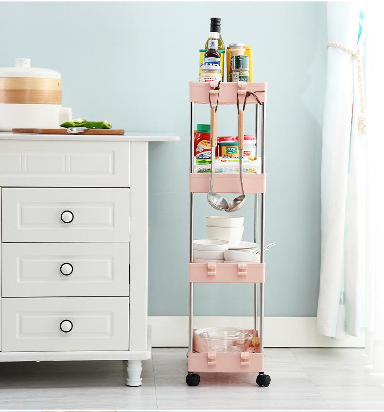 Bathroom & Kitchen Multi-layer Floor-standing Storage Trolley Shelf