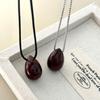 Minimalist Black Titanium Steel Water Drop Pendant Necklace for Women