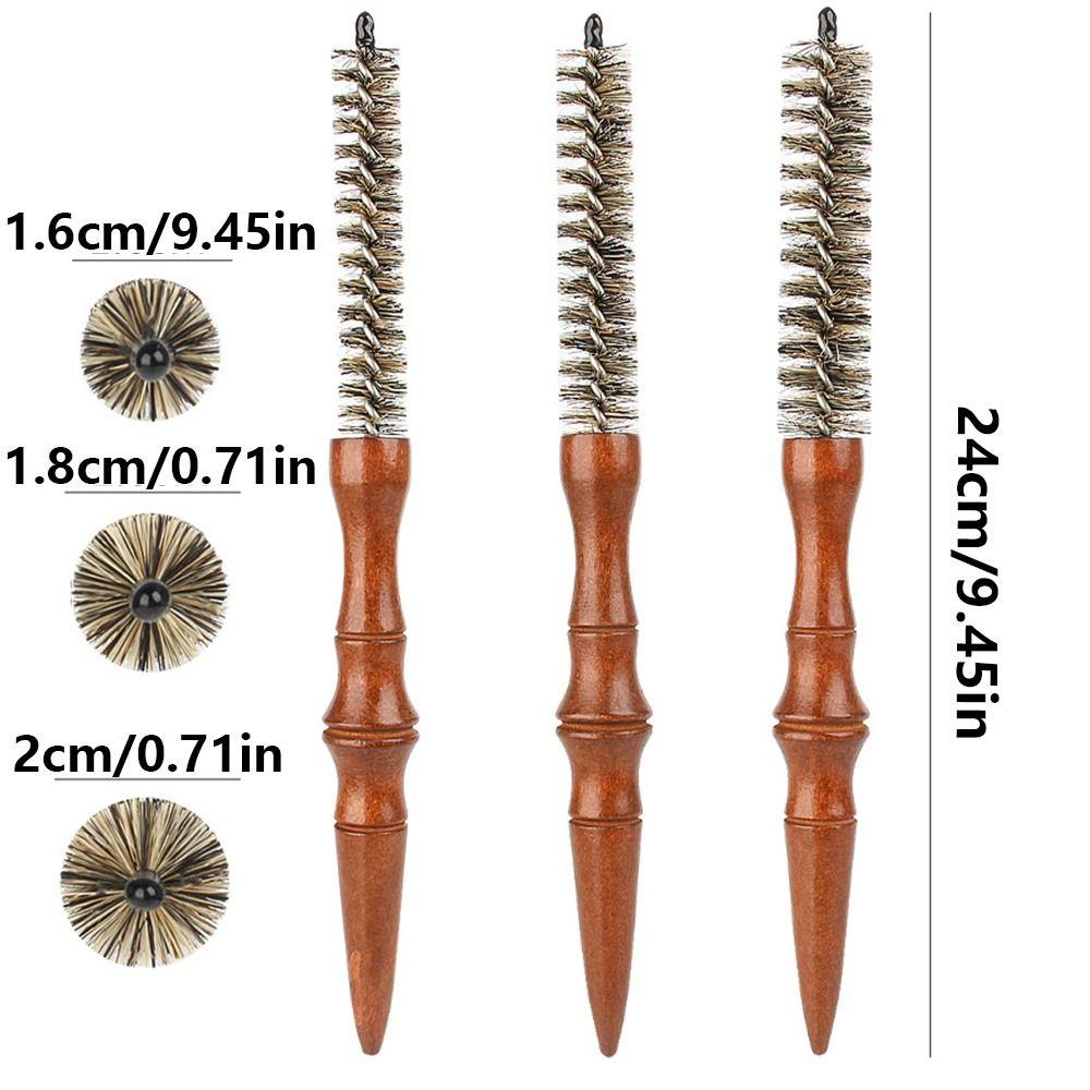 Antistatic Properties Mini Curling Comb Solid Wood Handle Hair Rolling Brush  Scalp Massage
