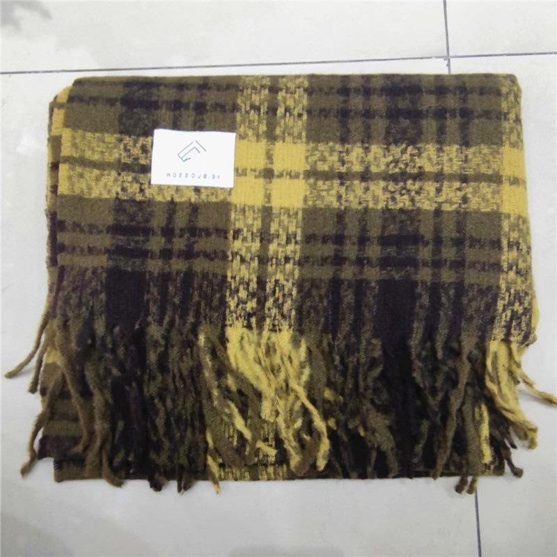 

New Korean Style Autumn and Winter Plaid Scarf for Men and Women Versatile Retro Dry Rose Pink Versatile Couple Scarf Shawl 65*200cm