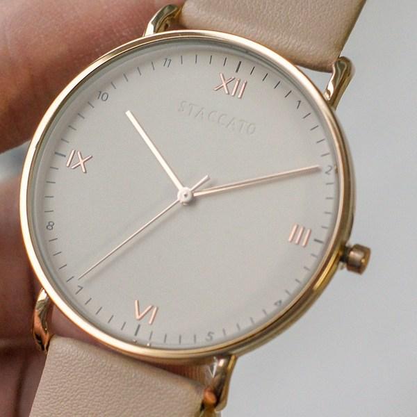 SeokWatches STACCATO Men's Analog Brand Student Office Worker Round Leather Band Watch ST-1610-M,Korean Popular Watches