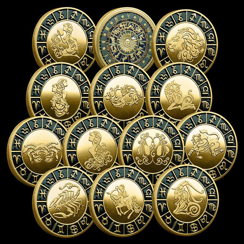 Single Zodiac Sign Commemorative Coin, Individual Constellation Collectible Medal, 40mm Diameter Astrology Souvenir Coin for Collection & Gift