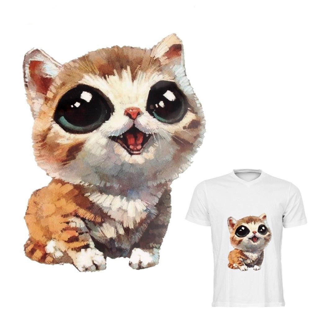 

2 шт./лот, пресс для теплопередачи с милым котом для утюга, одежды на заплатках, гладильные моющиеся наклейки с принтом разноцветный