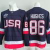 Mens Ice Hockey Jersey Custom Embroidered USA Team 7 19 21 86 Blue White Sportswear Sleeveless Performance Top
