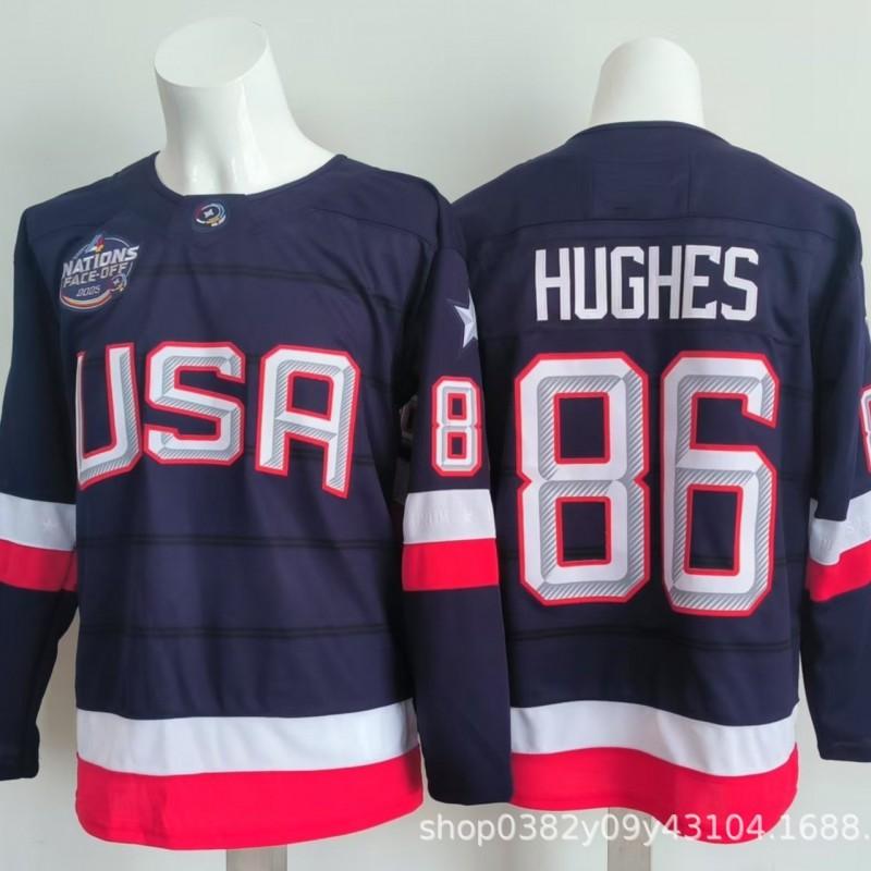 Mens Ice Hockey Jersey Custom Embroidered USA Team 7 19 21 86 Blue White Sportswear Sleeveless Performance Top
