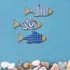 3 Pcs Summer Wooden Nautical Coastal Theme Fish Wall Decor Fish Wall Sculpture