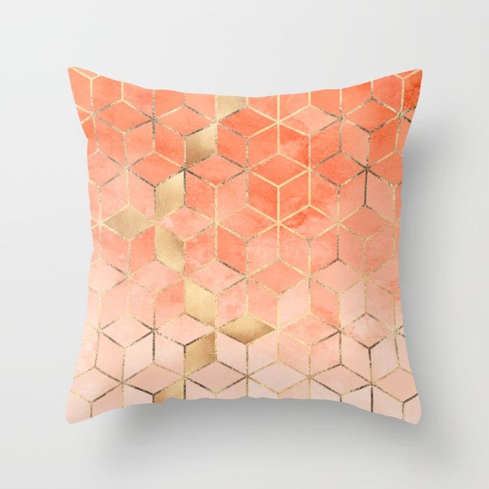 Home Decor Geometric Marble Print Sofa Cushion Decorative Pillowcase Polyester Square Throw Pillow Funda De Almohada