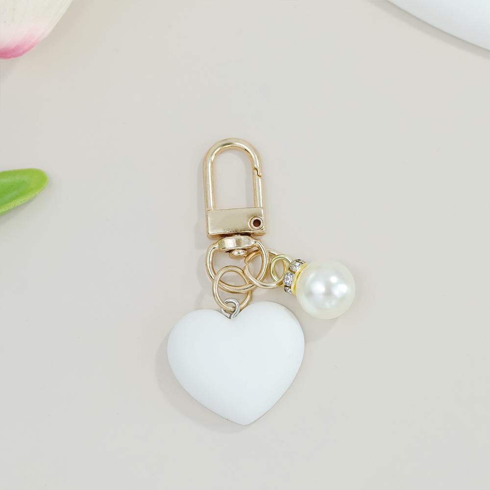 Bunte herzförmige Schlüsselanhänger mit Perlenstift-Behälter-Anhänger Schlüsselring Damen Geldbörsen-Taschen-Ornamente Auto-Schlüsselhalter-Zubehör