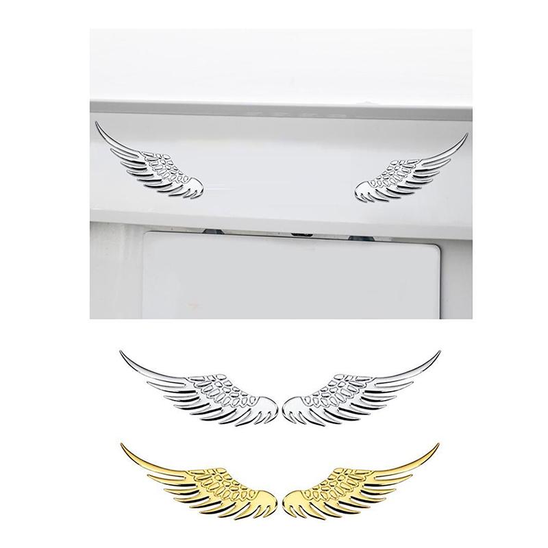 1Pair Car Auto Motorcycle Body Sticker 3D Angel Wings Badge Style Zinc Alloy Decals Silver/Gold Exterior Accessories