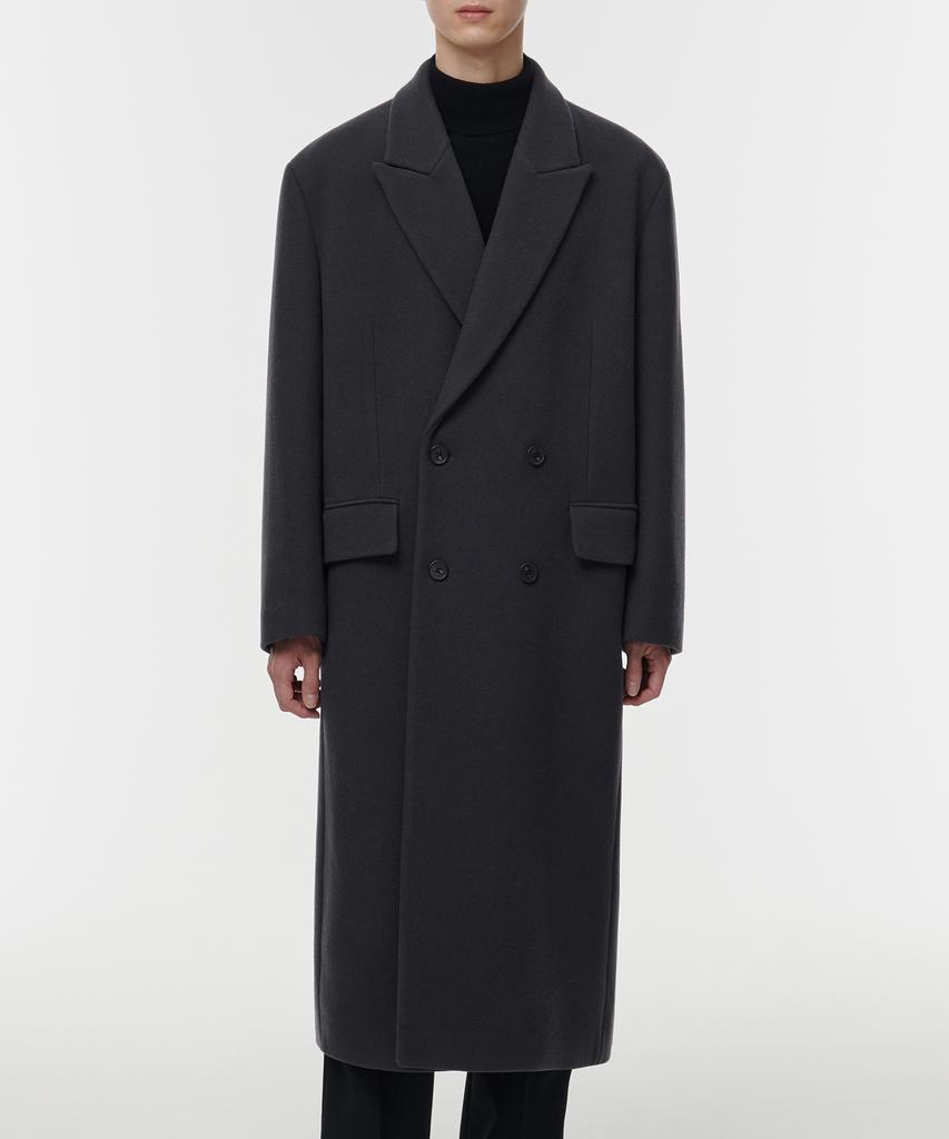 Musinsa Standard Wool Blend Big Daddy Double Maxi Coat [Dark Grey]