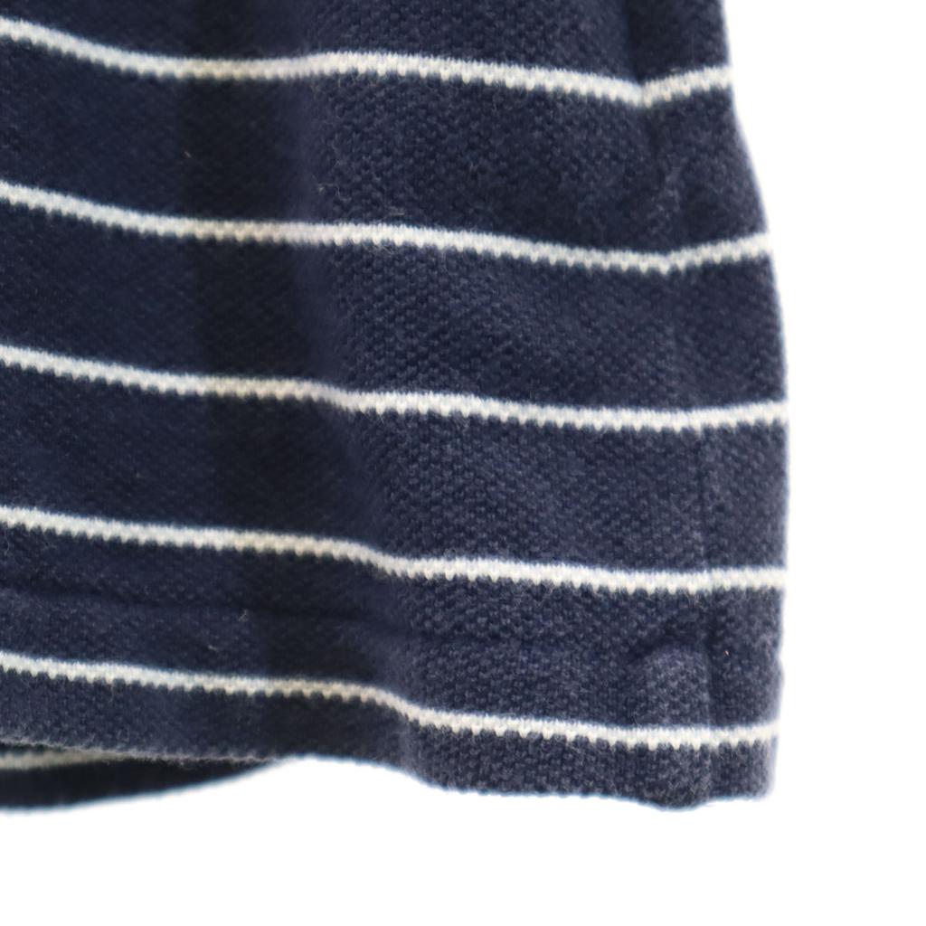 Lacoste Made In Japan Border Pattern Short Sleeve Polo Shirt 4 Navy Fawn Men's Used