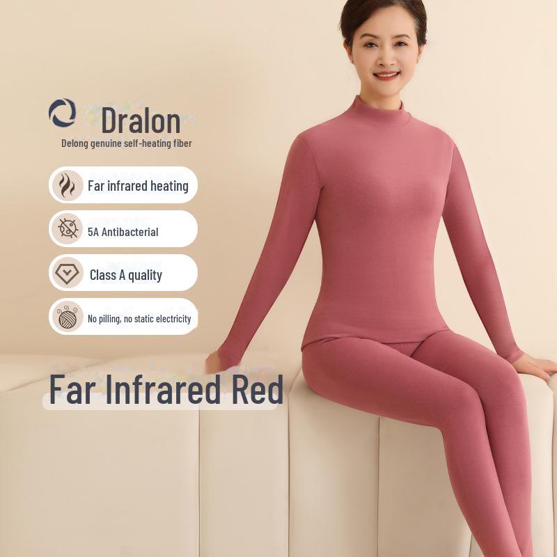 

«Комплект нижнего белья из антибактериального термобархата для людей среднего и пожилого возраста — плотный осенний верх и низ со средней горловиной» XXL