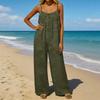Damen-Jumpsuit, Lässige und lockere Passform, Mit rückenfreiem Design und dünnen Vintage-Trägern. Dieser Loungewear-Jumpsuit ist aus Baumwolle und Li