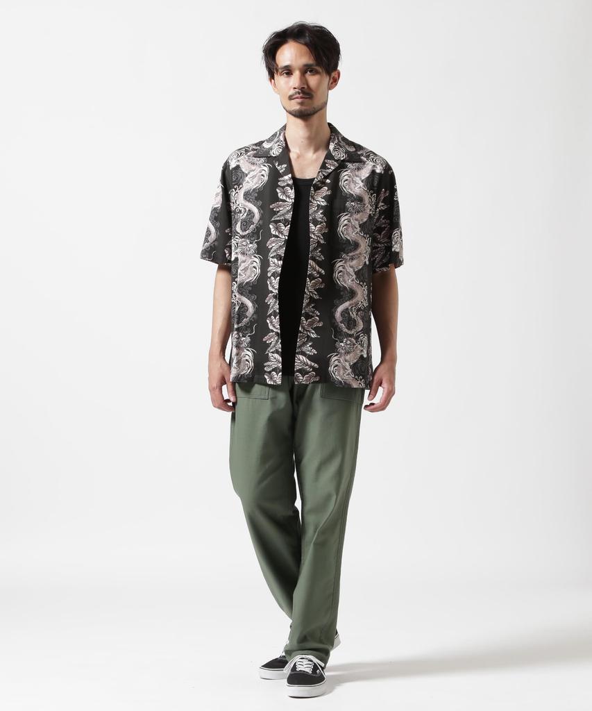 AVIREX Aloha Shirt Dragon Rise Size L 010 Black (WEB&DEPOT Exclusive) Men's 783-5123024