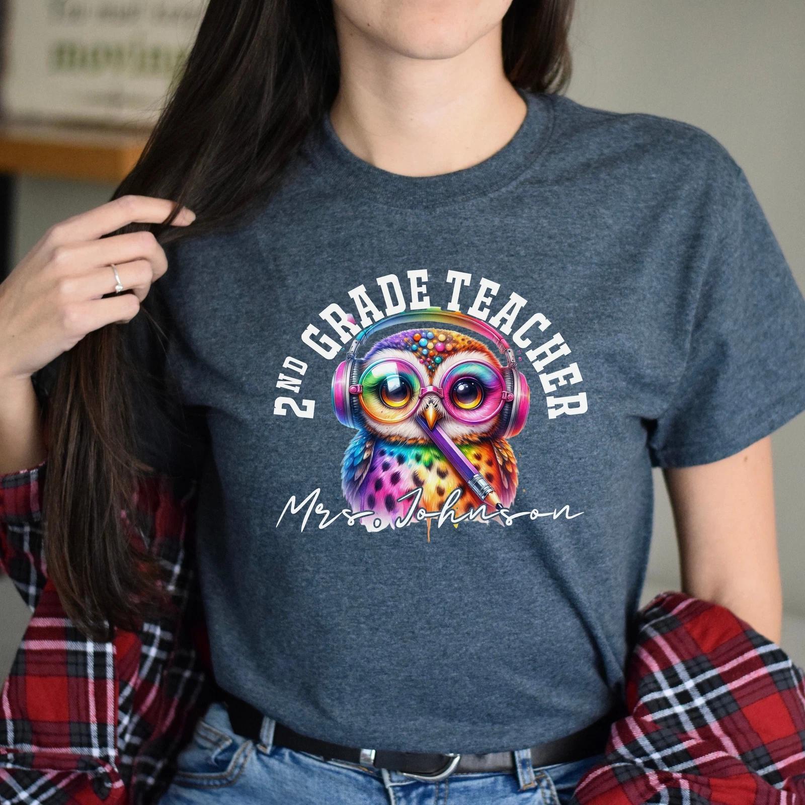 2nd grade teacher funny Personalized Unisex T-shirt Custom Second grade Black 3XL