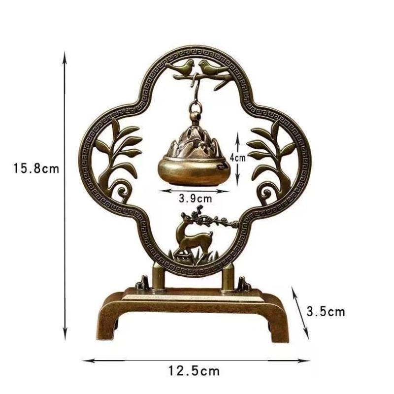 

Retro Alloy Coil Incense Burner, Antique Cloud & Deer Censer, Aromatherapy Fragrance Holder Home Teahouse Decor A