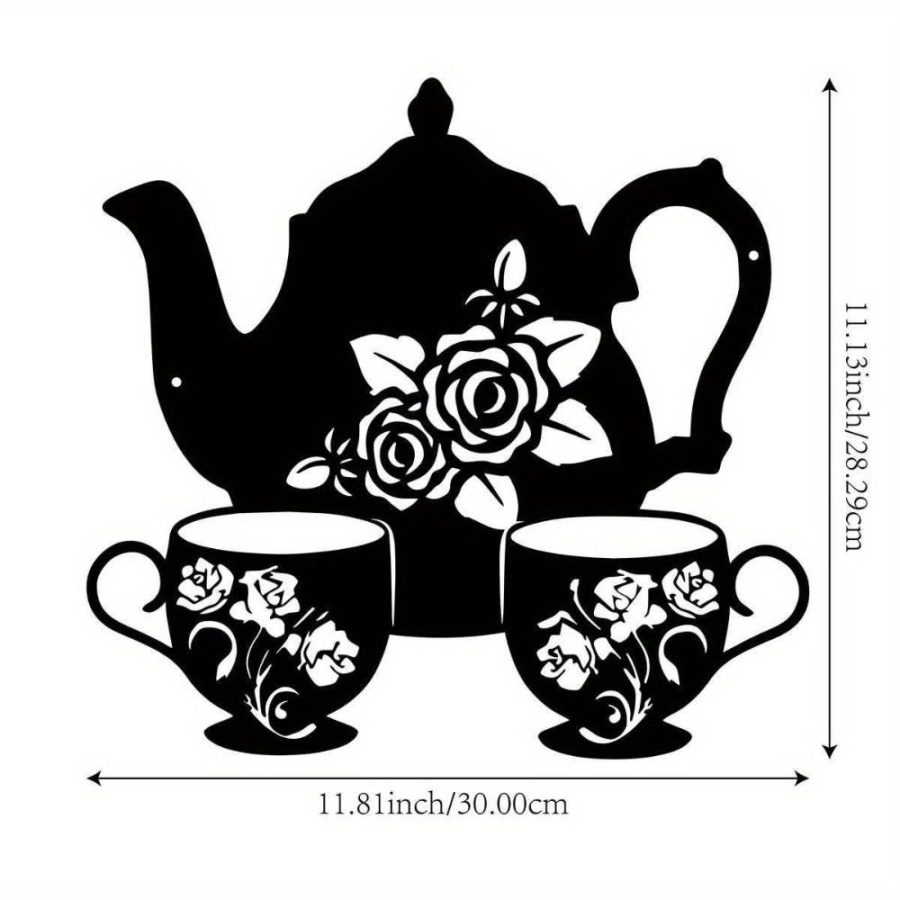 

Metal Teapot Wall Art Floral Iron Sculpture, Rustic Decor for Living Room Office Patio Cottage, Indoor Outdoor Use 12in