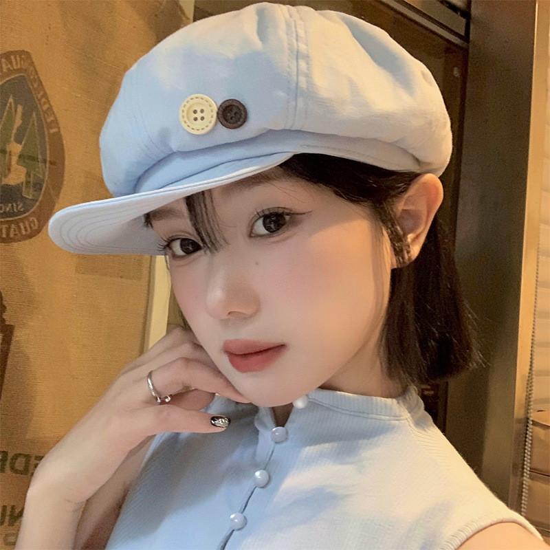 Vintage Japanese Blue Cloud Beret Hat For Women Summer Lightweight Versatile Style