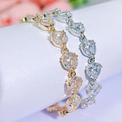 CMM Bracciale tennis con ciondolo rotondo di alta qualità Pave Marquise CZ Cubic Zirconia Argentato Gioielli da donna a mano per l'uso quotidiano