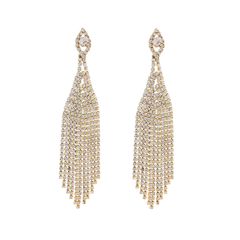 Baosharena Luxurious Full Diamond Tassel Earrings золотой