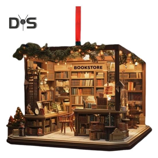

Рождественский книжный магазин, украшение из акрила, сложенная книга, подвесное украшение, рождественская елка, книжный подарок для любителя книг, праздничный декор для дома в виде елки F