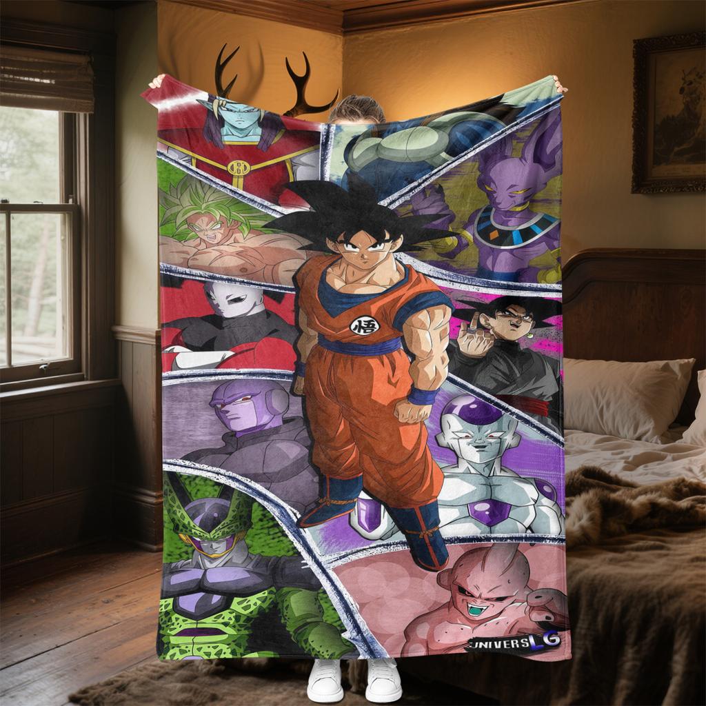1pz Coperta in Flanella con Stampa DRAGON BALL, Alta qualità per Tutte le Stagioni, Arredamento per la Casa, Calore e Comfort, Perfetta per Regali di Natale