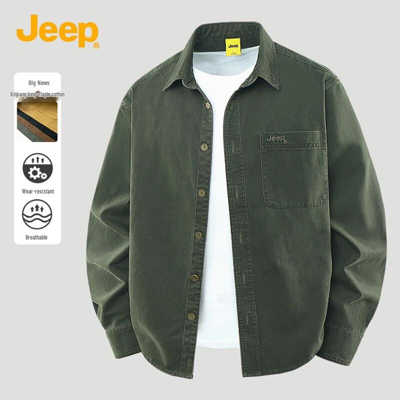 JEEP Unisex Retro Long Sleeve Casual Shirt L