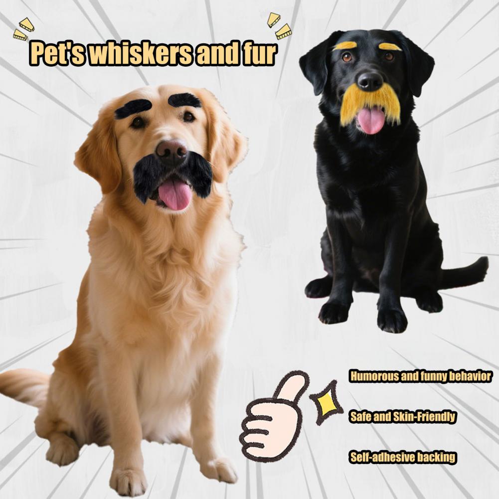 Hilarious Pet Mustache Pet Meme Props Pet Cosplay Props Set Self Adhesive Fake Eyebrows Moustache Facial Hair Dress Up for Dog