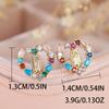 Women's Crystal Rainbow Stone Heart Nut Earrings Vintage Wedding Jewelry Yellow Gold Color Luxury