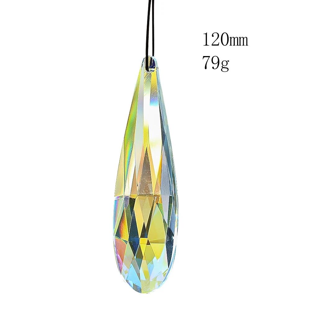 120mm Rainbow Crystal Suncatcher Hanging Prisms for Window Faceted Glass Teardrop Sunlight Chaser Catcher Pendant Garden Decor