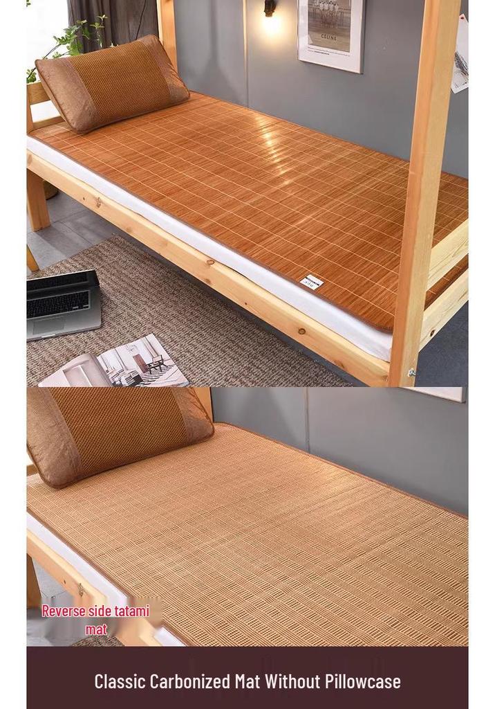 Dual-Sided Bamboo Straw Summer Mat for Student Dorms, Single & Bunk Beds - Home Ice Silk Cooling Mattress