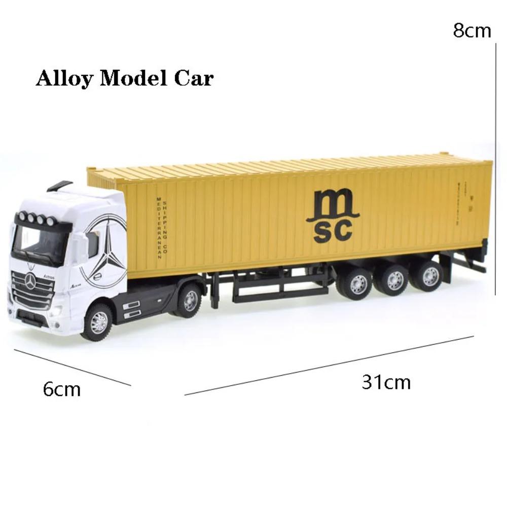 1:50 Diecast Alloy Truck Head Model Toy Container Truck Pull Back With Light Engineering Transport Vehicle Boy Toys For Children