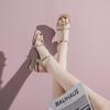 Rivet Sandals Women's New Thick Heel Medium Heel Women's Shoes with Skirt One Word with High Heels