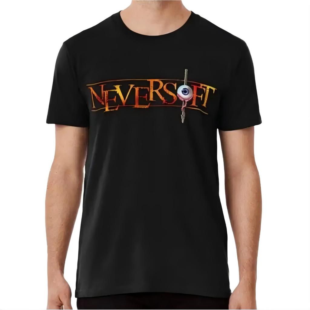Neversoft eyeball dagger logo graphic t-shirt