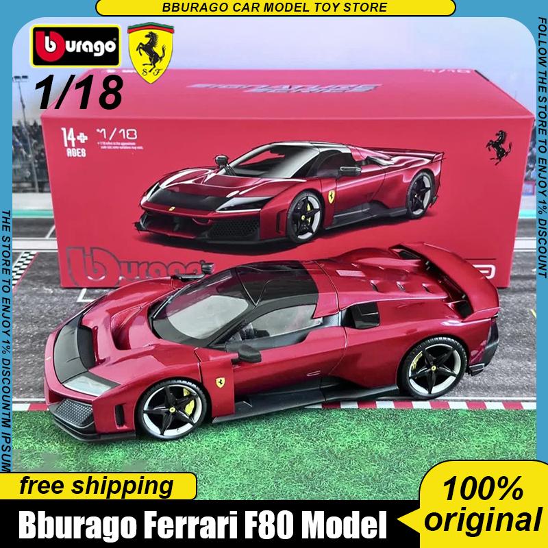 New In Stock Bburago 1:18 Ferrari F80 Signature Version Packaging Metal Red White Alloy Miniature Diecast Model Toys Gift