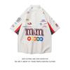 Men's American Retro Hiphop Street Racing Short-Sleeve Summer Shirt - Trendy, Motorcycle-Inspired, Loose, Thin Design