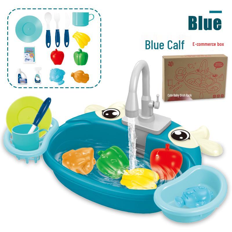 

Kids Electric Dishwashing Sink Toy with Circulating Water - Pretend Play Kitchen Set